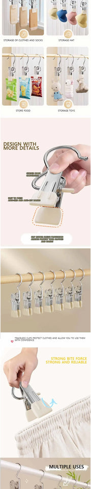 Hangers Clips Stainless Steel Laundry Hooks Hanging Clothes Pins Clip Hangers Boot Shoes Clothes Pins