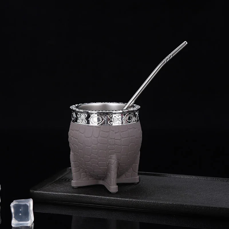 Creative Double Wall 260ml Stainless Steel Yerba Mate Tea Cup Tumbler Beer Pint Coffee Mug Gifts For Friend No Straw