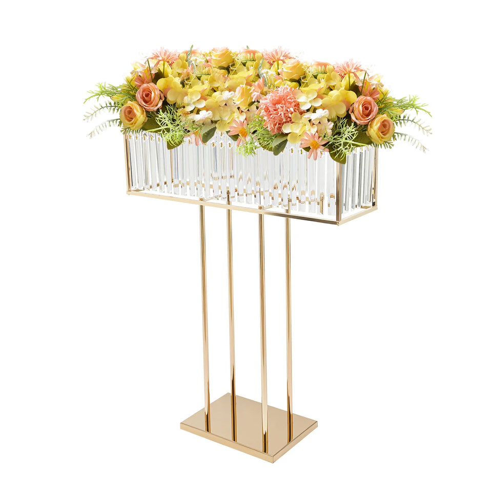 Bymaocar 70*90cm Wedding Flower Stand, Wedding Crystal Flower Stand, Crystal Flower Stand Gold