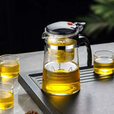 High-temperature resistant and elegant cup, household tea set, one-click tea and water filtration, glass teapot cover