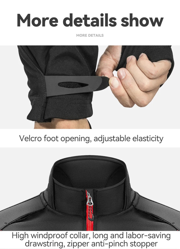 ROCKBROS Winter Bicycle Jackets Keep Warmer Windproof Thermal Fleece Bike Jersey Coat Sports MTB Road Riding Cycling Jacket Tops