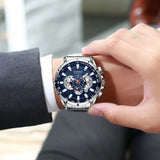 CURREN 8363 Casual Sport Chronograph Men's Watches Stainless Steel Band Wristwatch Big Dial Quartz Clock with Luminous Pointers