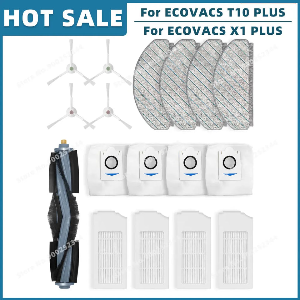Compatible For ECOVACS T10 PLUS / X1 PLUS Replacement Spare Parts Accessories Main Side Brush Hepa Filter Mop Cloth Dust Bag