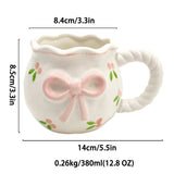 Bow Ceramic Coffee Cup Cute Handmade Ins Style Mug Drinking Water Afternoon Tea Gift Decoration Summer Dopamine Girlfriend Gift