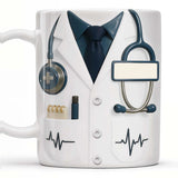 3D Stethoscope & Heartbeat Pattern - Personalized Doctor Name Gift for Medical Professionals,hospital office coffee mug