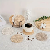 4pcs Absorbent Drink Coasters, Minimalist Cotton Fabric Coasters with Non-Woven Lining for Coffee Table Home Decor