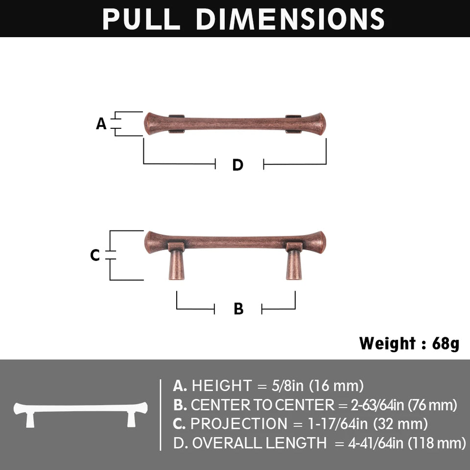 Goo-Ki Antique Brass Stainless Steel Cabinet Handles T Bar Knobs Modern Drawer Pulls for Kitchen Cabinet Hardware for Bedroom