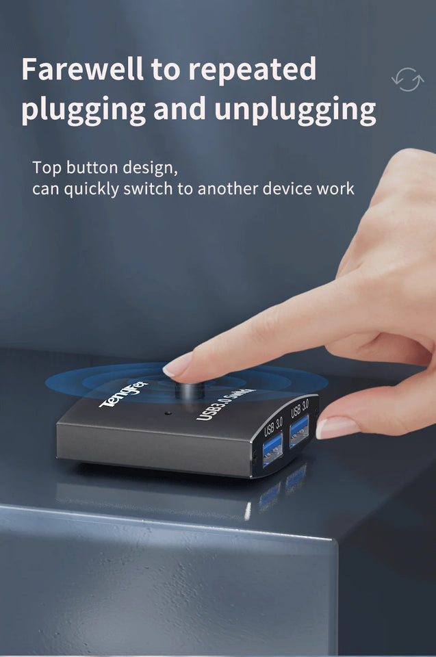 USB 3.0 Switch Selector KVM Switch 5Gbps 2 in 1 Out USB Switch USB 3.0 Two-Way Sharer for Printer Keyboard Mouse Sharing