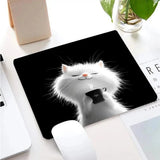 Kawaii Coffee Cat Mouse Pad Black Square Gaming Accessory Rubber Deskmats HD Non-Slip Computer Keyboard Mat New Laptop Mousepad
