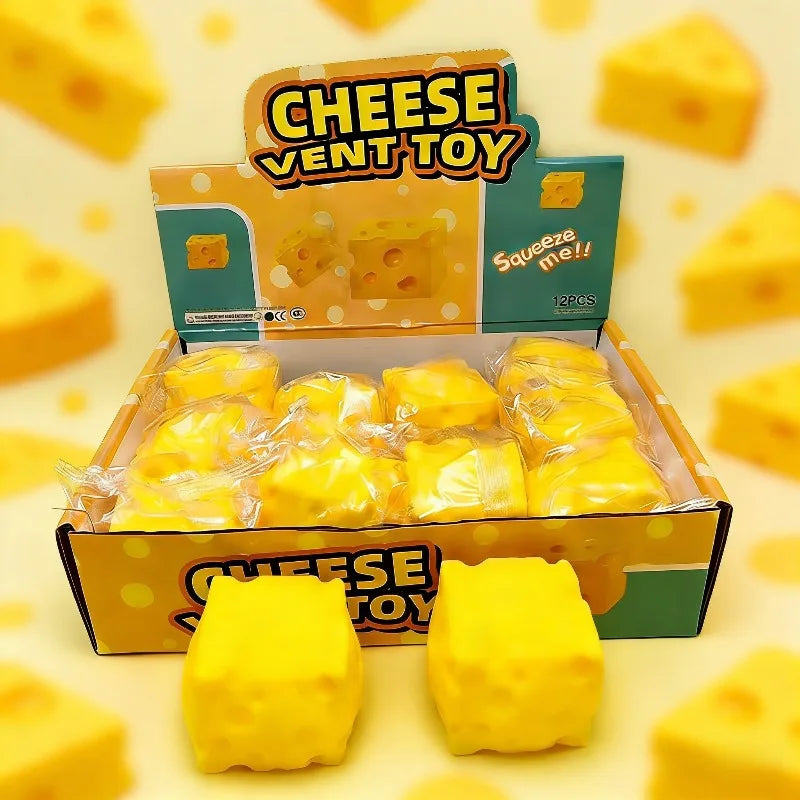 Soft Cheese Cube Squishy Toy - Simulation Squeeze Stress Relief Sensory Fidget Toy for Adults Focus Training Anxiety Relief Gift
