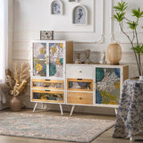 American Hand-painted Living Room Cabinets Sideboards Foyer Side Cabinet Light Luxury Wine Cabinet Drawer Living Room Furniture