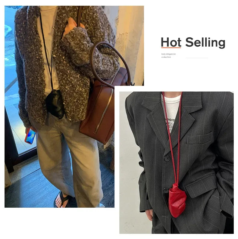 2025 Early Spring  Ins Soft Waxy MiniSheepskin Gentle Advanced Feeling Wrinkled Cloud Neck Croissant Horn Change Bag