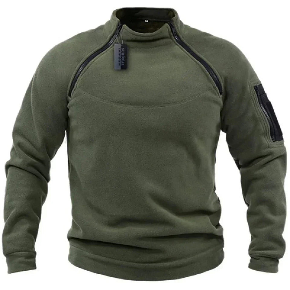 Men's Tactical Hoodies Fleece Windproof Side Zipper Jacket Sweatshirt Spring Autumn Standing Collar Casual Pullover Outdoor Tops