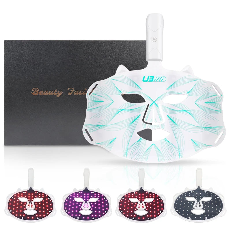 4 Colors Silicone LED Face Mask LED Red Light Photon Infrared Therapy Flexible Facial Mask Repair Skin Brighten Skin Tone
