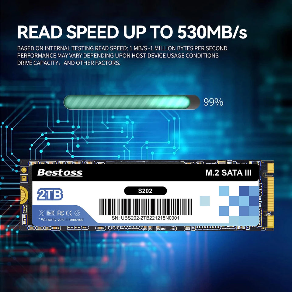 Bestoss 2280 M.2 SATA III SSD 120GB 128GB 240GB 256GB 480GB 512GB 960GB 1TB Solid State Drive for Laptop and Desktop Computer