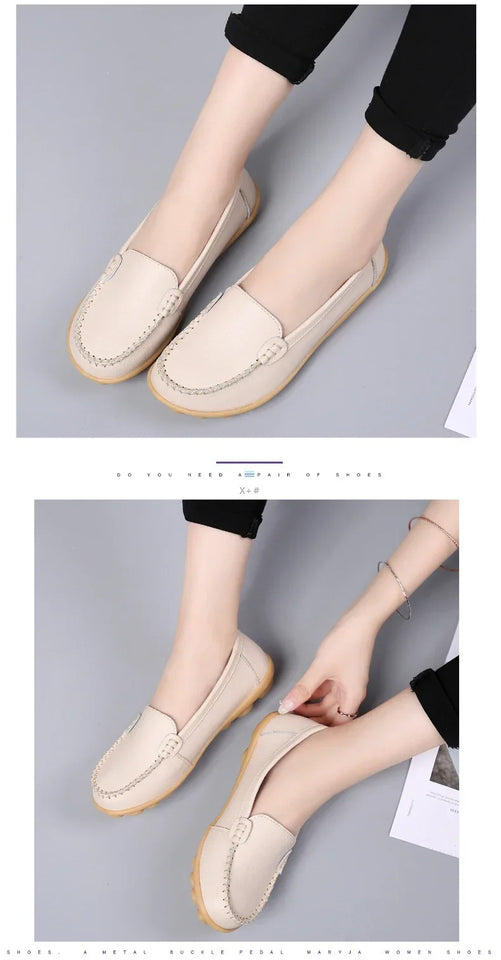 Women Flats Ballet Shoes Woman Cut Out Leather Breathable Moccasins Women Boat Shoes Ballerina Ladies Casual Shoes