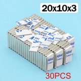 20x10x3mm Super Powerful Block Neodymium Magnet  With double-sided adhesive Magnet N35 Strong Permanent Magnetic imanes