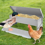 Treadle Chicken Feeder with Weatherproof Lid Rat Proof Chicken Feeder Metal Chicken Feeder for Chickens Ducks and Geese