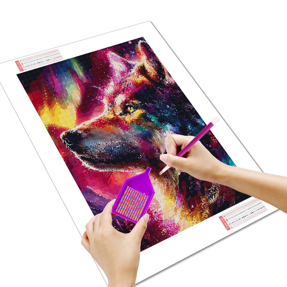 Huacan New Arrivals 2025 Diamond Painting Wolf Aurora Diamond Mosaic Animal Landsacape Art Decorative Paintings