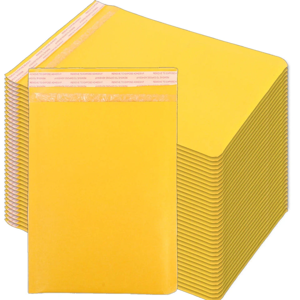 50/30/20/10PCS Kraft Bubble Mailers Envelopes Bags Yellow Seal Adhesive Shipping Bag Waterproof Mailing Business Gift Packaging