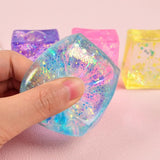 Glitter Squishy Cube Stress Squeeze Toys Anti Stress Slow Rebound Maltose Ice Cubes Colorful Squeeze Block Decompression Toy