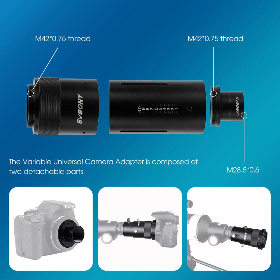 SVBONY Variable Universal Camera Adapter Support Max 42mm Outside Diameter Eyepiece for SLR & DSLR Camera And Eyepiece SV112
