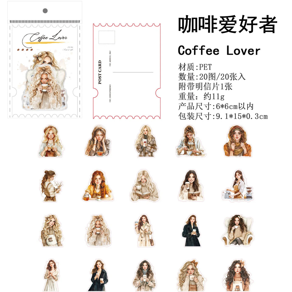20pcs/lot Kawaii Stationery Stickers coffee life Diary Decorative Mobile Stickers Scrapbooking DIY Craft Stickers
