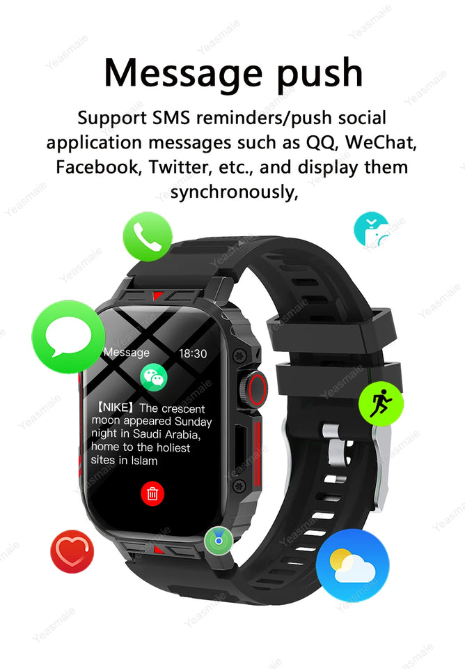 New Outdoor Smartwatch Men Women Bluetooth Call Heart Rate Health Monitor Military Watches GPS track Sports Fitness Smart Watch