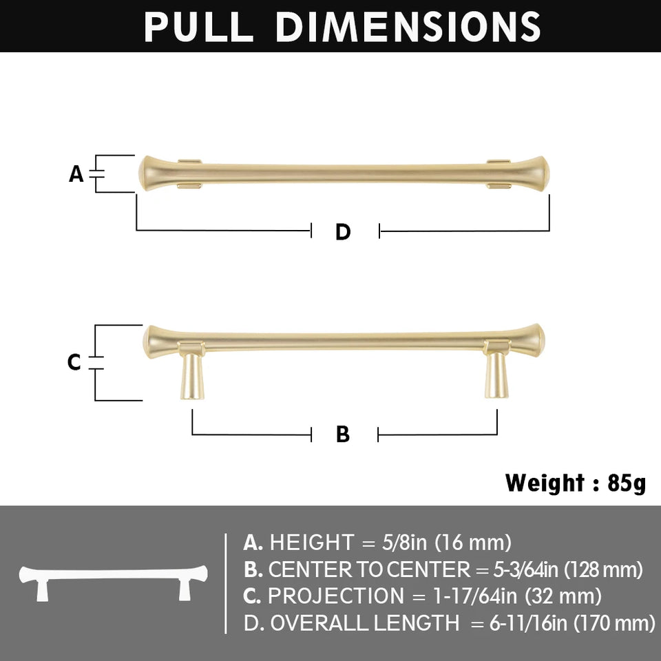 Goo-Ki Antique Brass Stainless Steel Cabinet Handles T Bar Knobs Modern Drawer Pulls for Kitchen Cabinet Hardware for Bedroom