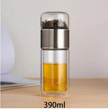 420ML Tea Cup Easy To Clean Glass Tea Cup with Double-layer Tea Infuser Tea Infuser Water Cup Suitable for Office Outdoor Travel