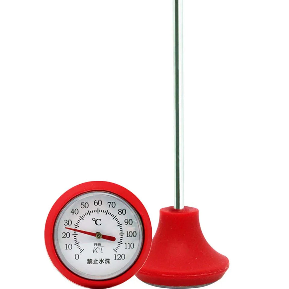 Coffee Milk Thermometer 0-120°C | Stainless Steel Digital-Free Temperature Gauge with Clip for Espresso, Latte, Tea & Hot Drinks