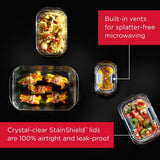 Brilliance Glass Food Storage Container 8-Cup Airtight Leak Proof BPA Free Oven Microwave Dishwasher Safe Perfect Organization