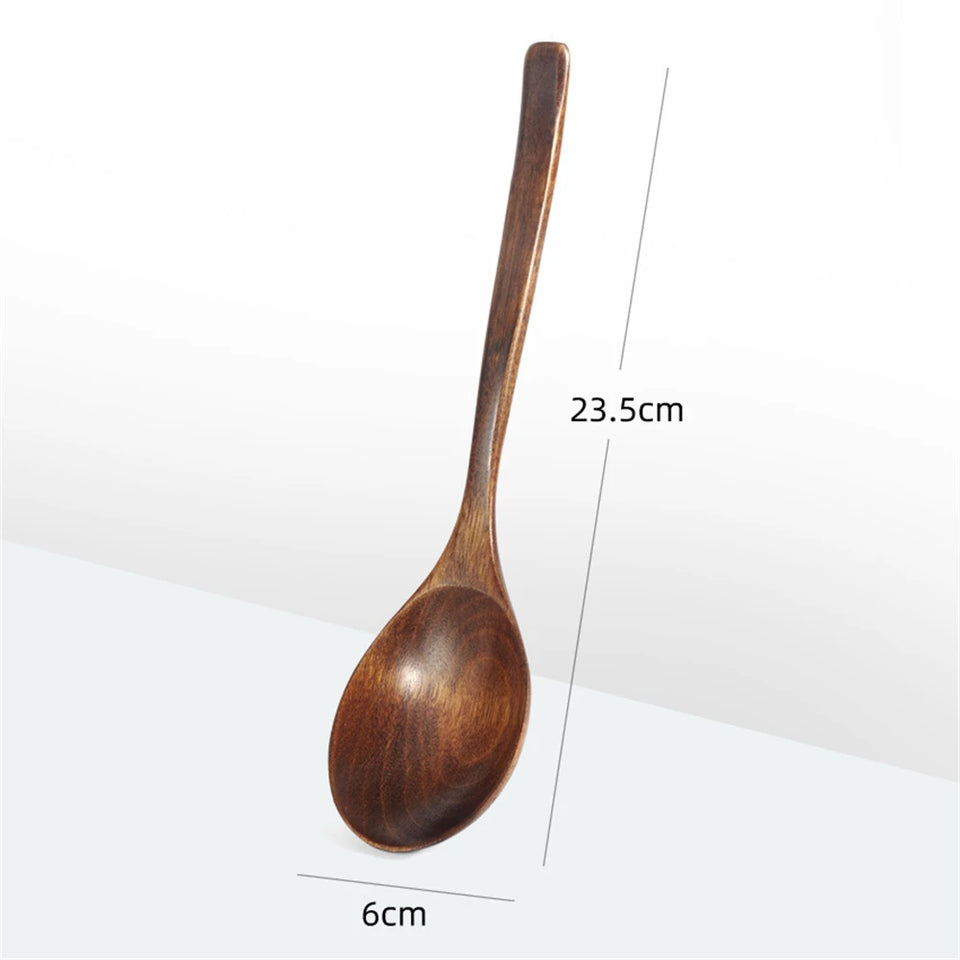 Japanese Wooden Spoon Wood Tableware Spoon Anti-Scald Tea Coffee Stirring Spoons Cooking Utensils for Kitchen Tool Soup Teaspoon