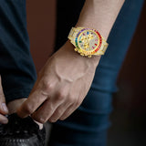 MISSFOX Men Watches 2021 Luxury Large Case With Baguette Full Diamond Quartz Wristwatch Chronograph Calendar Watch Droshipping