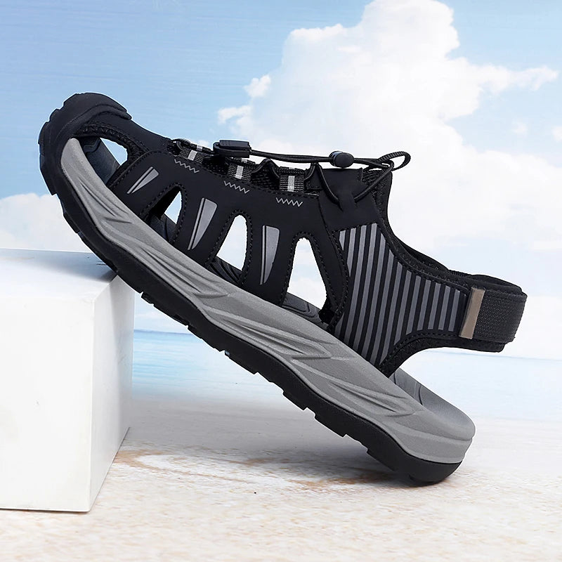 Summer Men's Sandals Beach Shoes Handmade Breathable Design Wading Casual Beach Shoes Lightweight Soft Bottom Outdoor Sandals