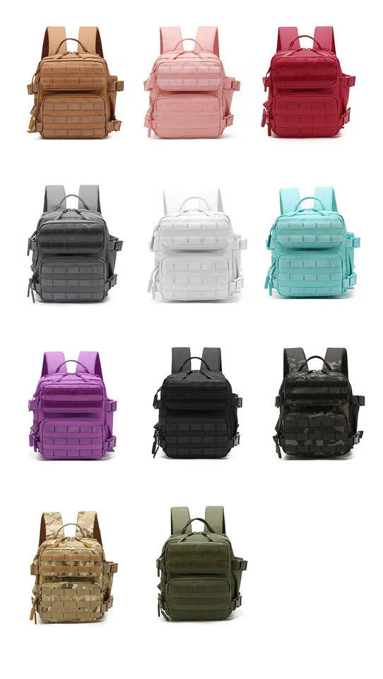 Mini Tactical Backpack for Women Camping Hiking Sports Gym Bag 9L Daily Travel Athlete Fitness Rucksack with Bottle Holder