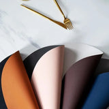 1/6/10 Sets Round PU Leather Placemats & Coaster Set Oil-Proof Waterproof Insulation Mat for Kitchen Coffee Shop Christmas Decor