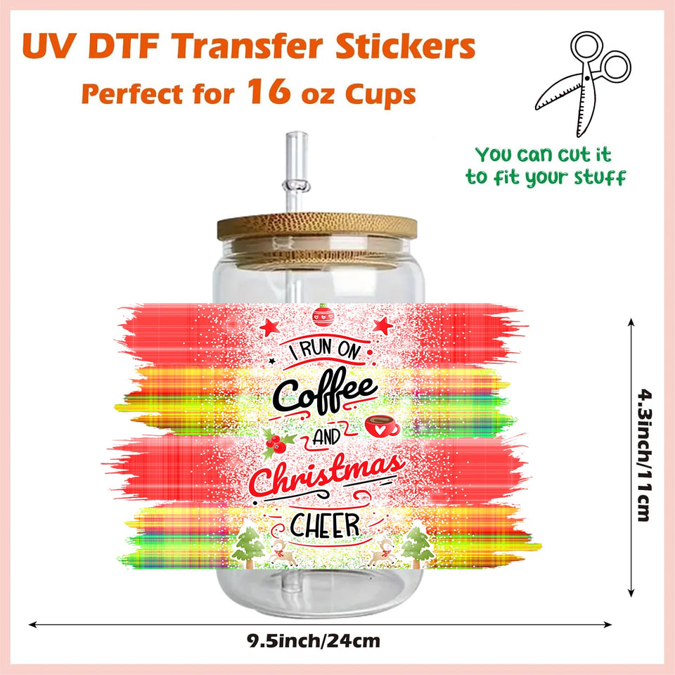 Coffee vibe Series easy peel waterproof DIY decoration decals 3D transfers uvdtf crystal sticker 16oz uv dtf cup wraps