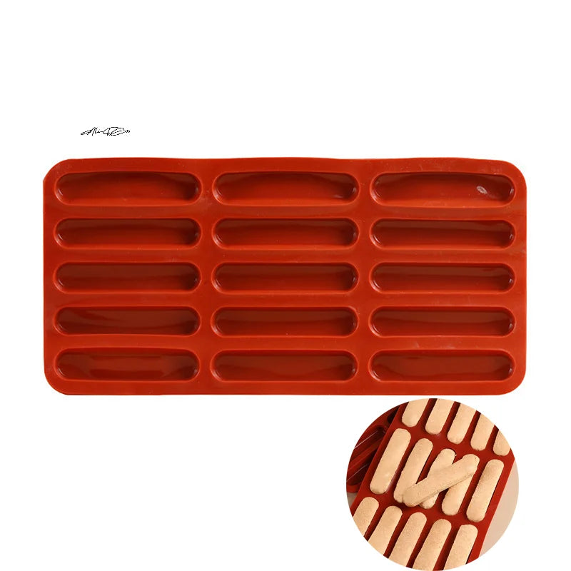 Commercial Silicone Tiramisu Finger Cookies Mold Non-Stick DIY Baking Tools for Household High-Temperature Resistant 15-Diy