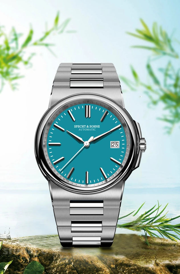 Specht&Sohne New Arrivals Blue Automatic Mechanical Watches For Men 38MM Stainless Steel Waterproof Classic Elegant Watch 50M