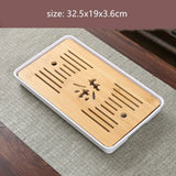 Bamboo Tea Tray Household Tea Set Accessories Small Tea Board Water Storage and Drainage Wet and Dry-use Tray Teaware Decorative