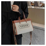 Canvas handbags women's 2023 new fashion all-match tote bag style large capacity shoulder messenger bag for woman