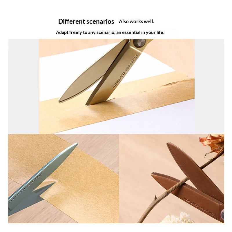 KOKUYO SAXA Curved Scissors for Effortless Cutting Non-stick Fluorine/Titanium Coated Safety Round Tip Portable Safe Craft Tools