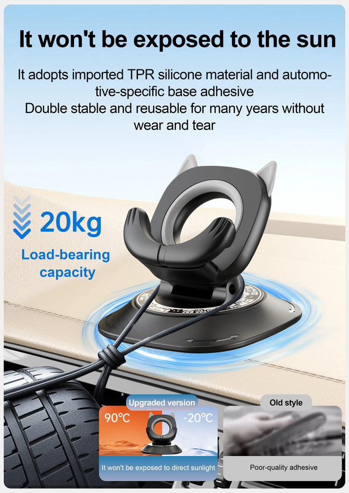 360 Degree Rotating Non-Slip Car Phone Holder Mat Dashboard Cell Phone Stand Compatible with All Smartphones