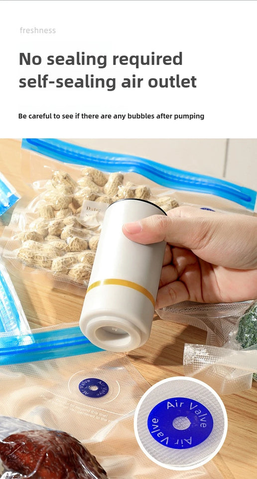 Electric Air Pump for Vacuum Bags Portable USB Mini Vacuum Sealer Rechargeable Food Vacuum Packaging Sealing Machine for Home