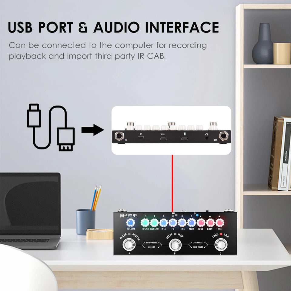 M-VAVE CUBE BABY Portable Multifunctional Electric Guitar Combined Effect Pedal with Wireless Music Playback Phone Recording