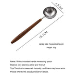 25ml Wooden Handle Stainless Steel Coffee Scoop Tablespoon Measuring Spoon Walnut Wood Long Handle Coffee Spoons Cafe Decoration