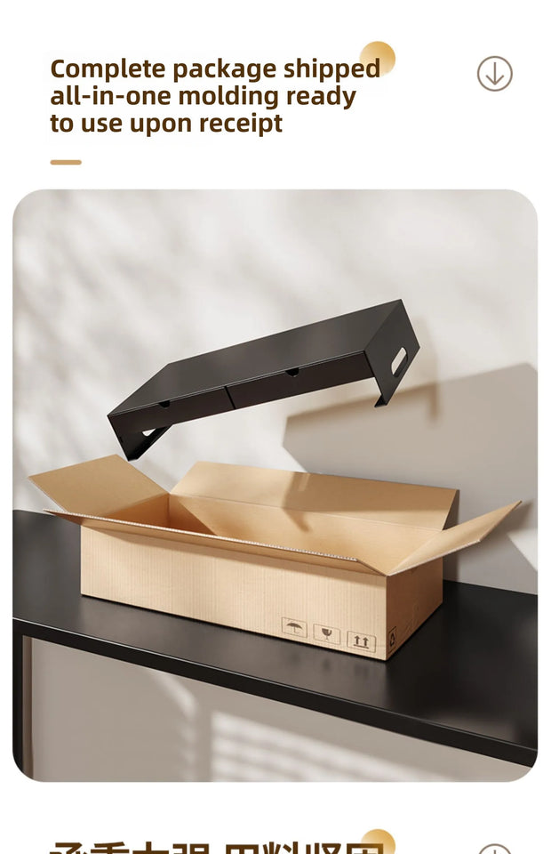 Carbon Steel Monitor Stand with Drawer Desktop Riser Shelf for Computer Office Desk Organizer Ergonomic Workspace Solution