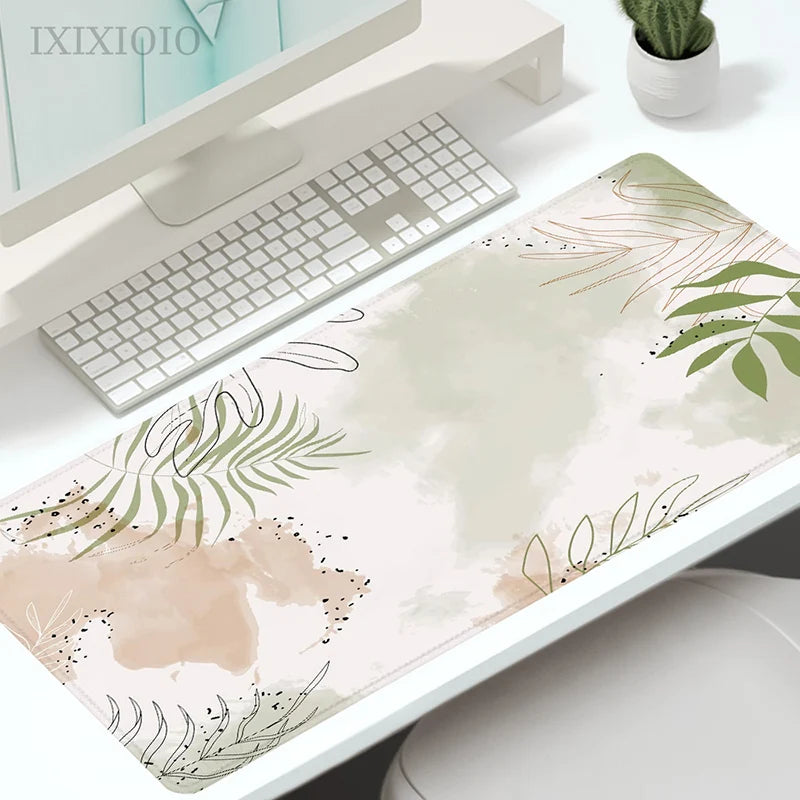 Mouse Pad Gaming Green Plant Leaves XL Custom Computer Mousepad XXL Playmat Natural Rubber Office Carpet Soft Desktop Mouse Pad