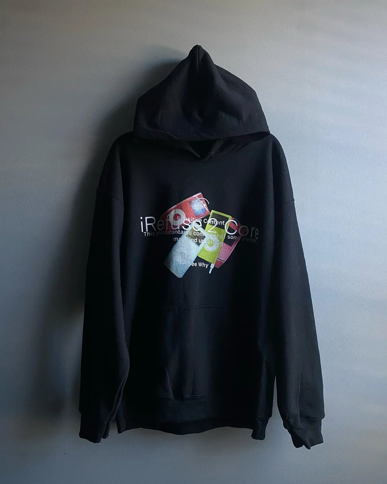 Mens Black Hooded Sweatshirt Green Head Character Graphic Red Text Print American Style Unique Creative Loose Fit Trendy Casual
